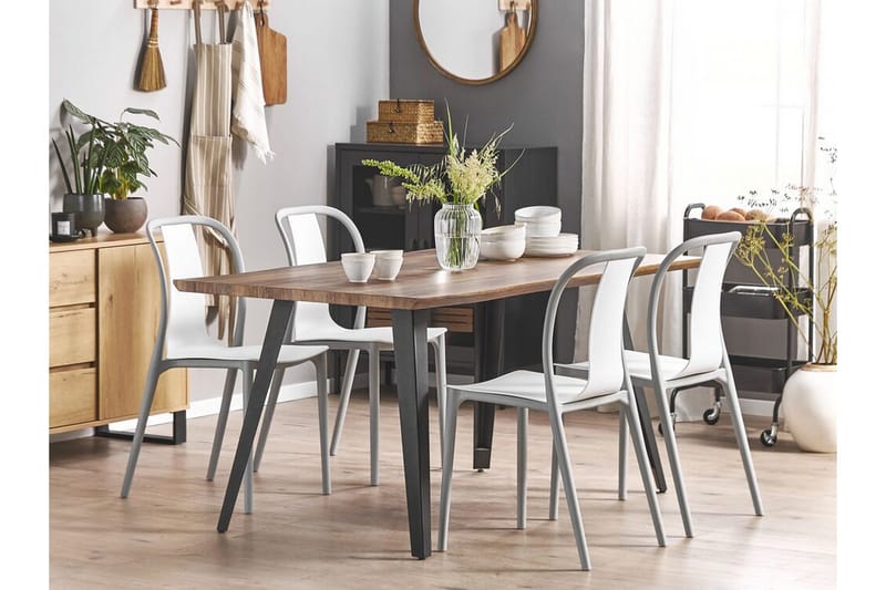 Trädgårdsstol 4 st vit/grå SPEZIA - Vit - Utemöbler - Utestol & trädgårdsstol - Matstol & karmstol utomhus