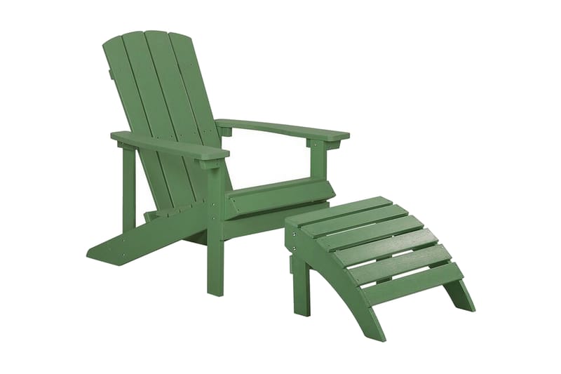 Trädgårdsstol med fotpall grön ADIRONDACK - Grön - Matstol & karmstol utomhus - Balkongstol