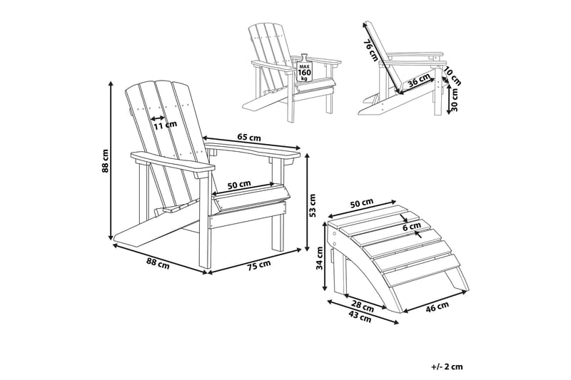 Trädgårdsstol med fotpall grön ADIRONDACK - Grön - Utemöbler - Utestol & trädgårdsstol - Solstolar - Däckstol