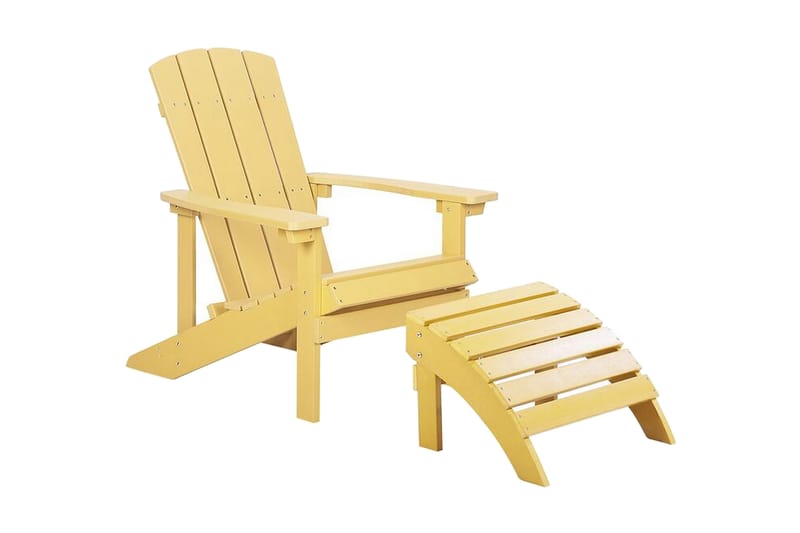 Trädgårdsstol med fotpall gul ADIRONDACK - Gul - Matstol & karmstol utomhus - Balkongstol