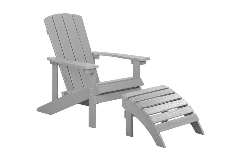 Trädgårdsstol med fotpall ljusgrå ADIRONDACK - Grå - Matstol & karmstol utomhus - Balkongstol