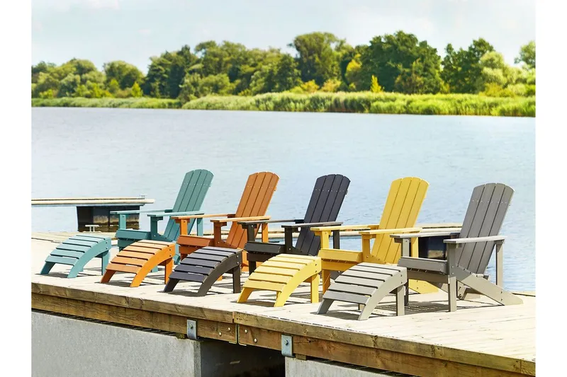 Trädgårdsstol med fotpall turkos ADIRONDACK - Blå - Utemöbler - Utestol & trädgårdsstol - Solstolar - Däckstol