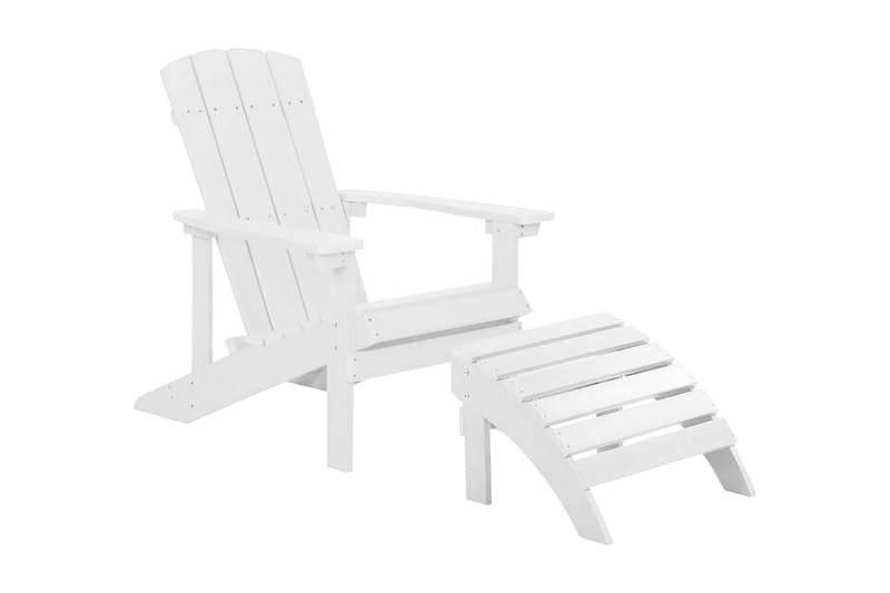 Trädgårdsstol med fotpall vit ADIRONDACK - Vit - Matstol & karmstol utomhus - Balkongstol