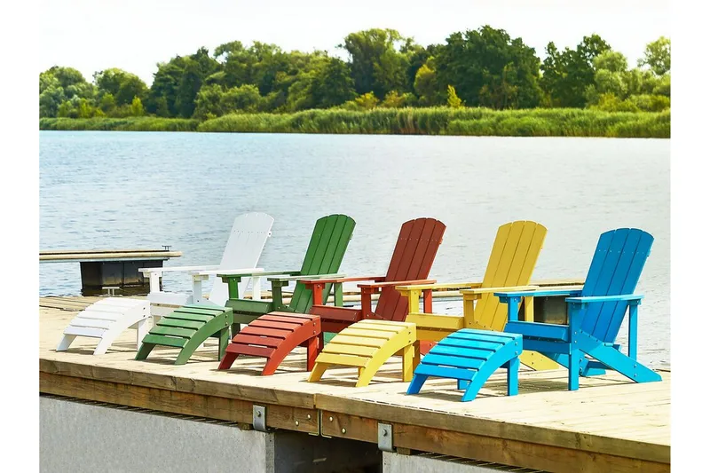 Trädgårdsstol med fotpall vit ADIRONDACK - Vit - Utemöbler - Utestol & trädgårdsstol - Matstol & karmstol utomhus