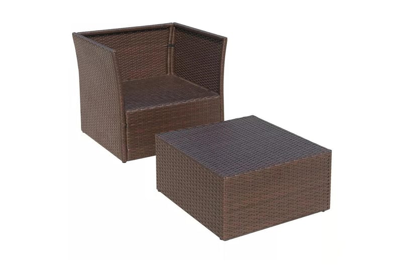 Trädgårdsstol med pall konstrotting brun - Brun - Matstol & karmstol utomhus - Balkongstol