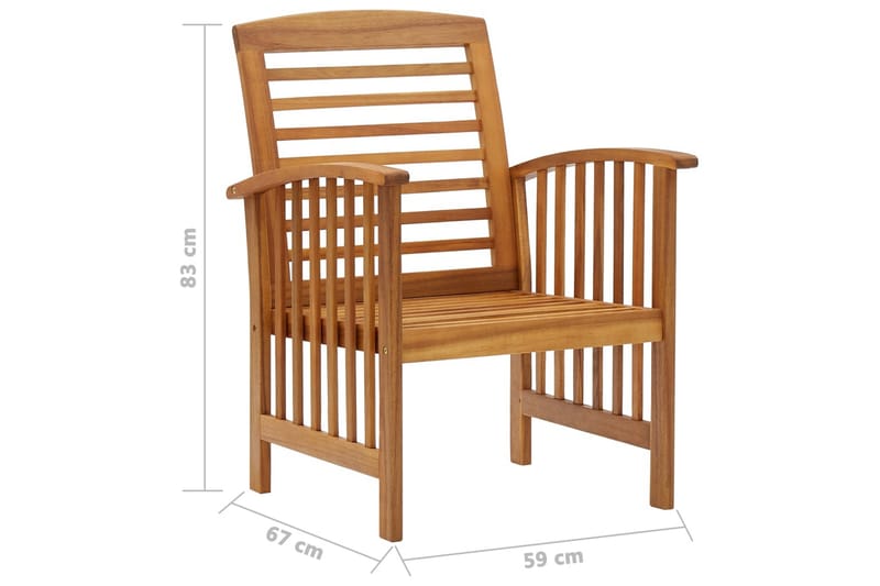 Trädgårdsstolar 2 st massivt akaciaträ - Brun - Matstol & karmstol utomhus - Balkongstol