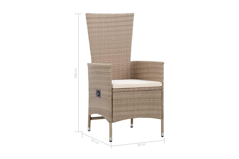 Trädgårdsstolar 2 st med dynor konstrotting beige - Beige - Utemöbler - Utestol & trädgårdsstol - Matstol & karmstol utomhus