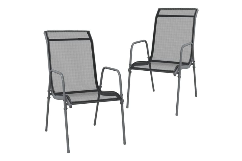 Trädgårdsstolar 2 st stål och textilene svart - Svart - Matstol & karmstol utomhus - Balkongstol