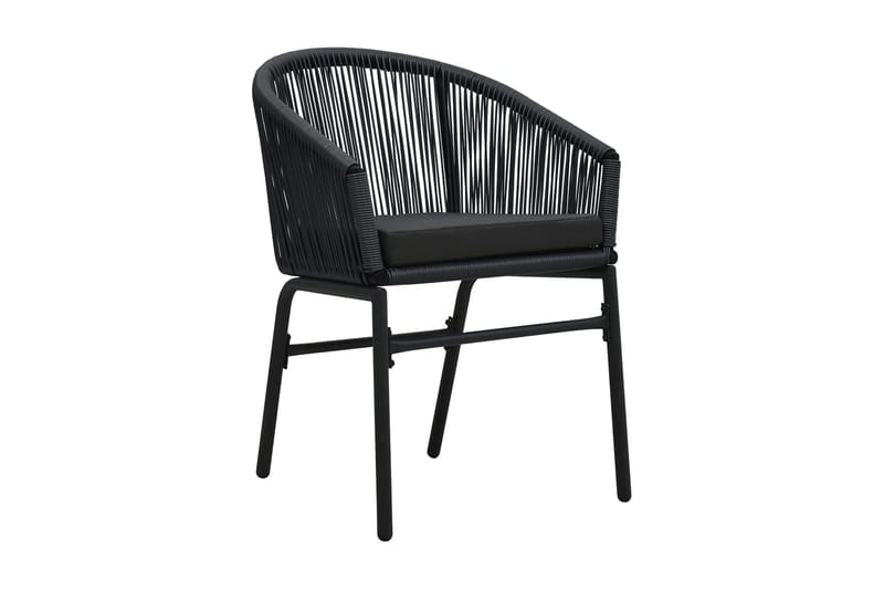 Trädgårdsstolar 2 st svart PVC-rotting - Svart - Matstol & karmstol utomhus - Balkongstol