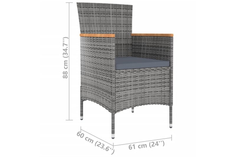 Trädgårdsstolar 4 st konstrotting grå - Grå - Matstol & karmstol utomhus - Balkongstol