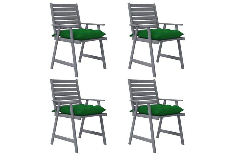 Trädgårdsstolar 4 st med dynor massivt akaciaträ - Grön - Matstol & karmstol utomhus - Balkongstol
