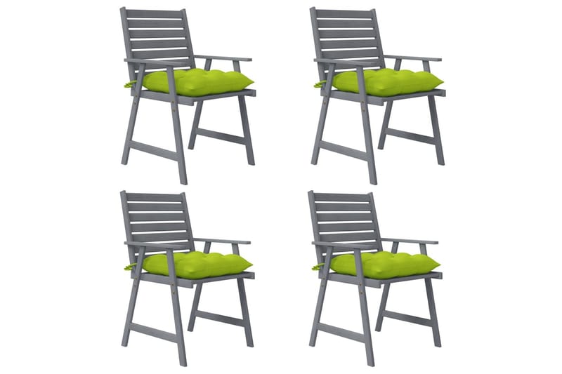 Trädgårdsstolar 4 st med dynor massivt akaciaträ - Ljusgrön - Matstol & karmstol utomhus - Balkongstol