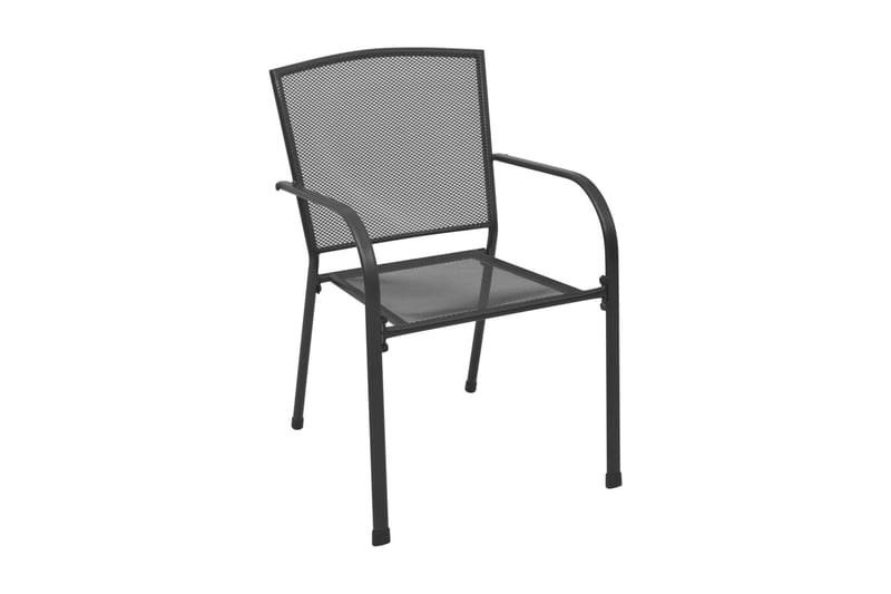 Trädgårdsstolar 4 st nätdesign antracit stål - Grå - Matstol & karmstol utomhus - Balkongstol