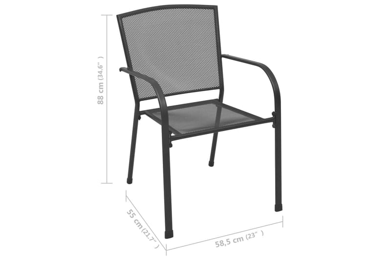 Trädgårdsstolar 4 st nätdesign antracit stål - Grå - Matstol & karmstol utomhus - Balkongstol