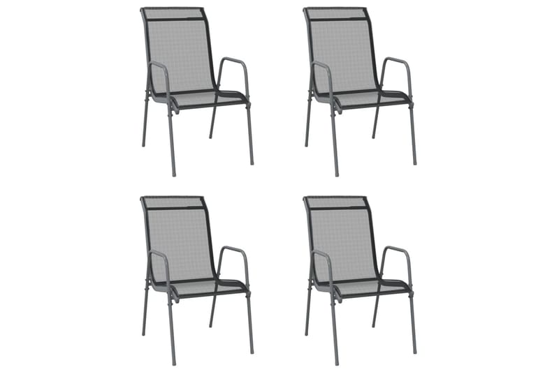 Trädgårdsstolar 4 st stål och textilen svart - Svart - Matstol & karmstol utomhus - Balkongstol