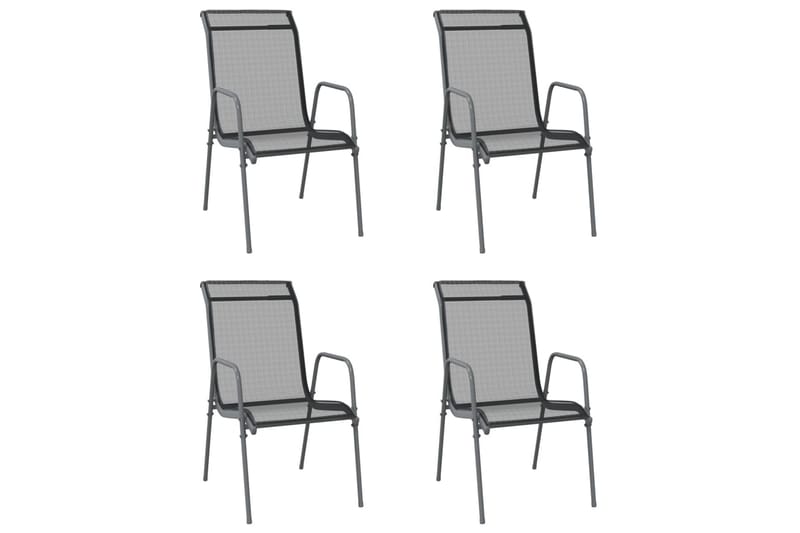 Trädgårdsstolar 4 st stål och textilen svart - Svart - Utemöbler - Utestol & trädgårdsstol - Matstol & karmstol utomhus