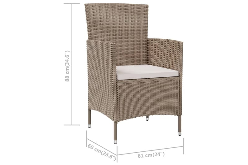 Trädgårdsstolar med dynor 2 st konstrotting beige - Beige - Utemöbler - Utestol & trädgårdsstol - Matstol & karmstol utomhus