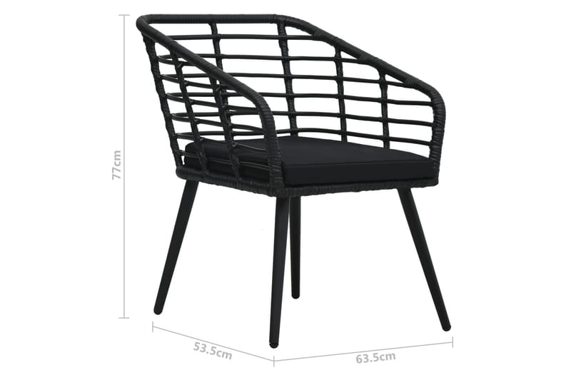 Trädgårdsstolar med dynor 2 st konstrotting svart - Svart - Matstol & karmstol utomhus - Balkongstol