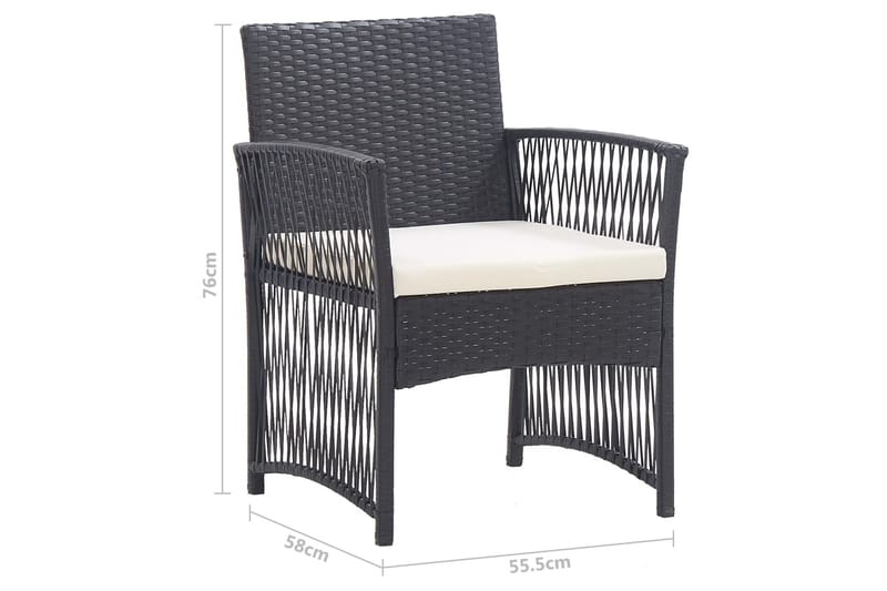Trädgårdsstolar med dynor 2 st svart konstrotting - Svart - Matstol & karmstol utomhus - Balkongstol