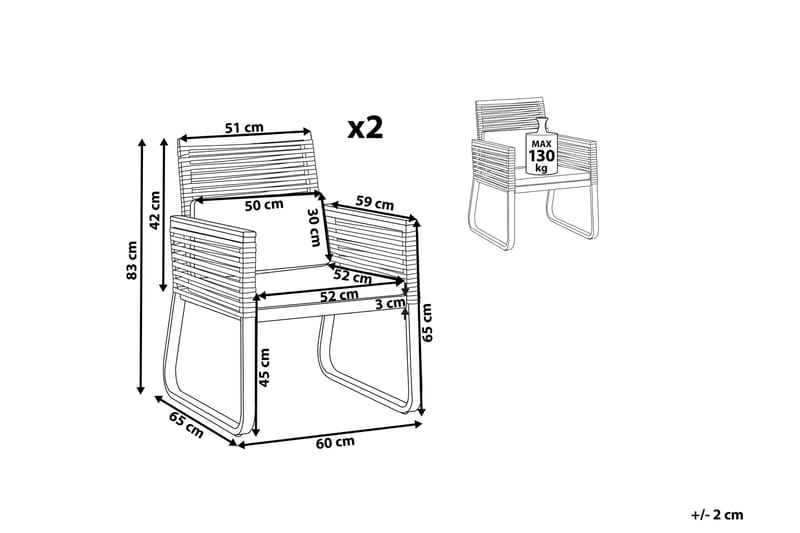 TrådgårdsUtestol 2 st svart CANETTO - Svart - Utemöbler - Utestol & trädgårdsstol - Matstol & karmstol utomhus
