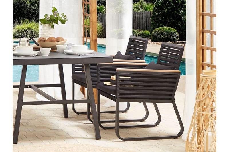 TrådgårdsUtestol 2 st svart CANETTO - Svart - Utemöbler - Utestol & trädgårdsstol - Matstol & karmstol utomhus