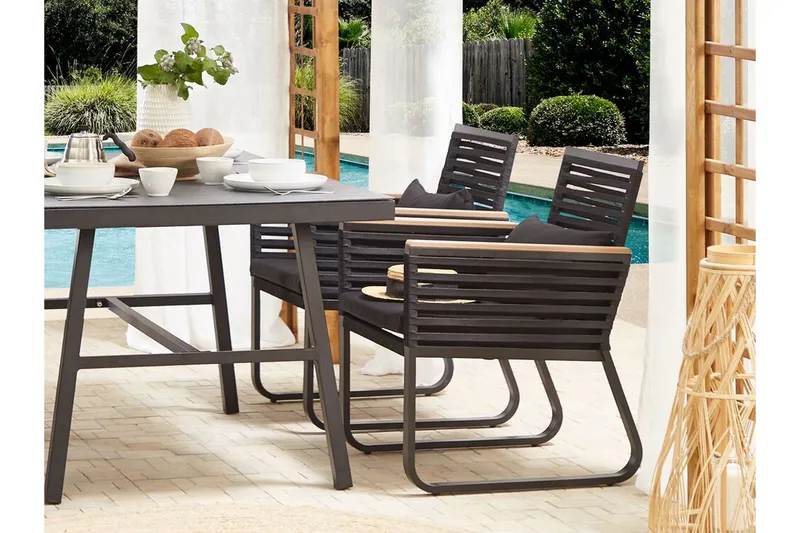 TrådgårdsUtestol 2 st svart CANETTO - Svart - Utemöbler - Utestol & trädgårdsstol - Matstol & karmstol utomhus