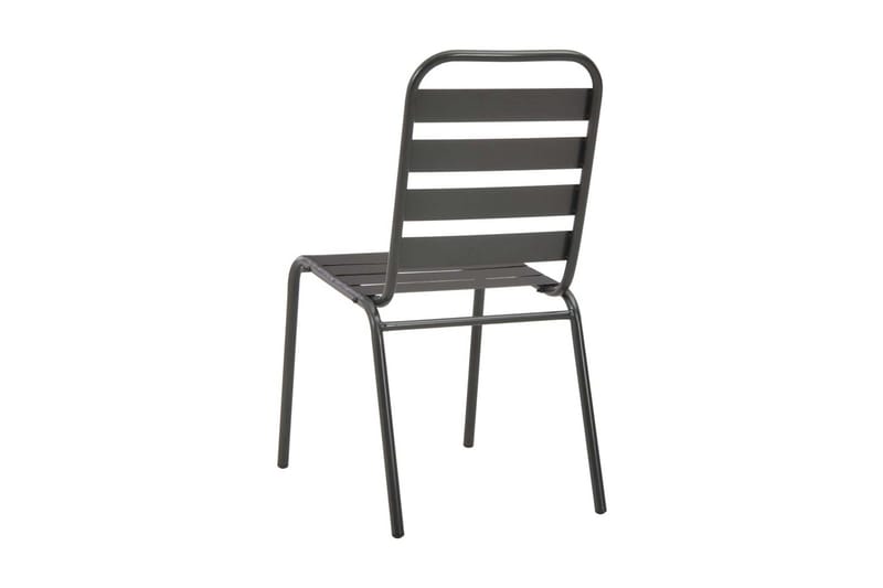 Utestolstolar 4 st ribbad design stål mörkgrå - Grå - Utemöbler - Utestol & trädgårdsstol - Matstol & karmstol utomhus