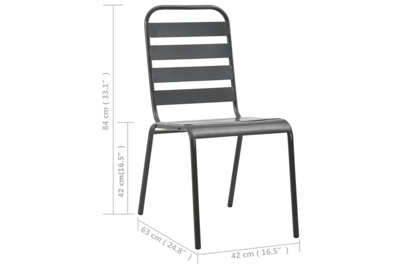 Utestolstolar 4 st ribbad design stål mörkgrå - Grå - Utemöbler - Utestol & trädgårdsstol - Matstol & karmstol utomhus