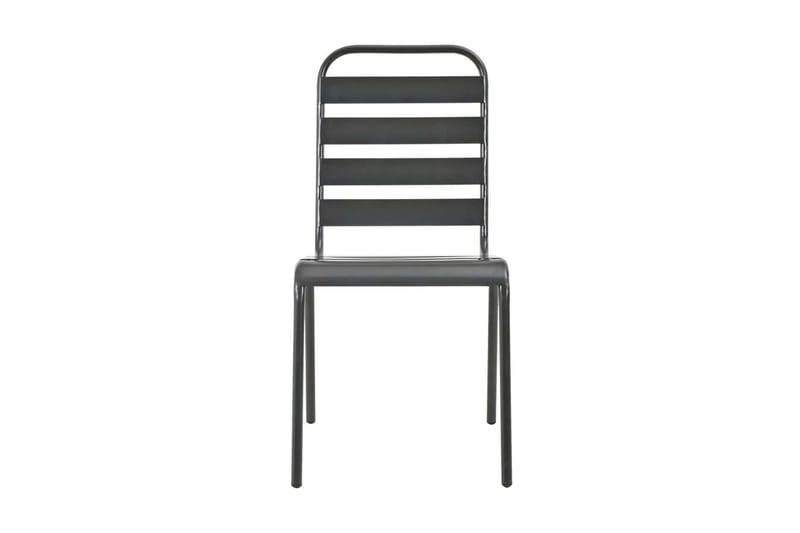 Utestolstolar 4 st ribbad design stål mörkgrå - Grå - Utemöbler - Utestol & trädgårdsstol - Matstol & karmstol utomhus