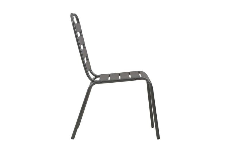Utestolstolar 4 st ribbad design stål mörkgrå - Grå - Utemöbler - Utestol & trädgårdsstol - Matstol & karmstol utomhus