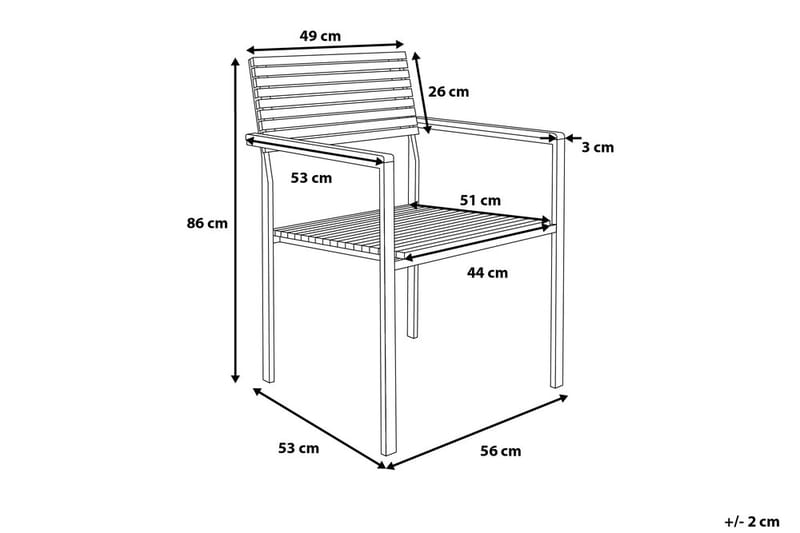 Viareggio Trädgårdsstol 6 St 53 cm - Trä/Natur - Matstol & karmstol utomhus - Balkongstol