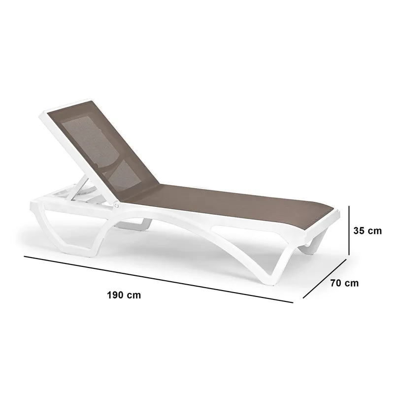 Muneo Solsäng 190 cm - Vit / Taupe - Utemöbler - Utestol & trädgårdsstol - Solsäng & Solvagnar