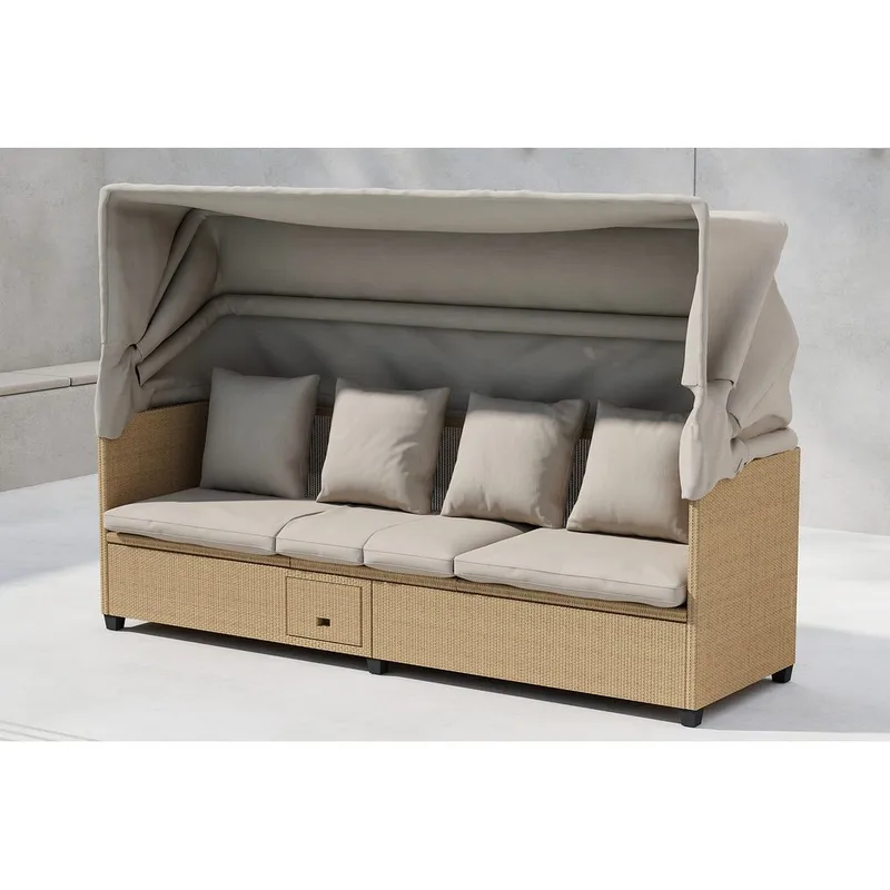 Nopy Solstol 200x60 cm - Beige - Utemöbler - Utesoffa - Trädgårdssoffa