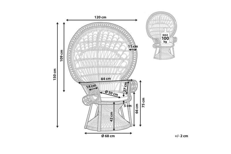 Påfågelstol Emmanuelle - Vit - Utemöbler - Utestol & trädgårdsstol - Utefåtölj & loungefåtölj