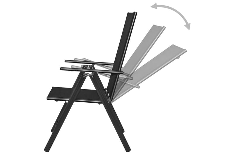 Hopfällbara trädgårdsstolar 4 st aluminium och textilene sva - Svart - Positionsstol