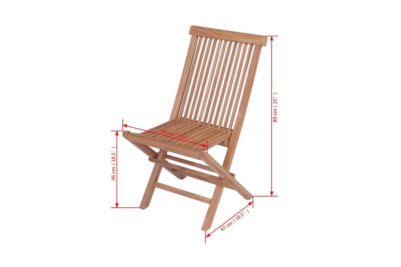 Hopfällbara trädgårdsstolar 4 st massiv teak - Brun - Utemöbler - Utestol & trädgårdsstol - Caféstol & klappstol utomhus