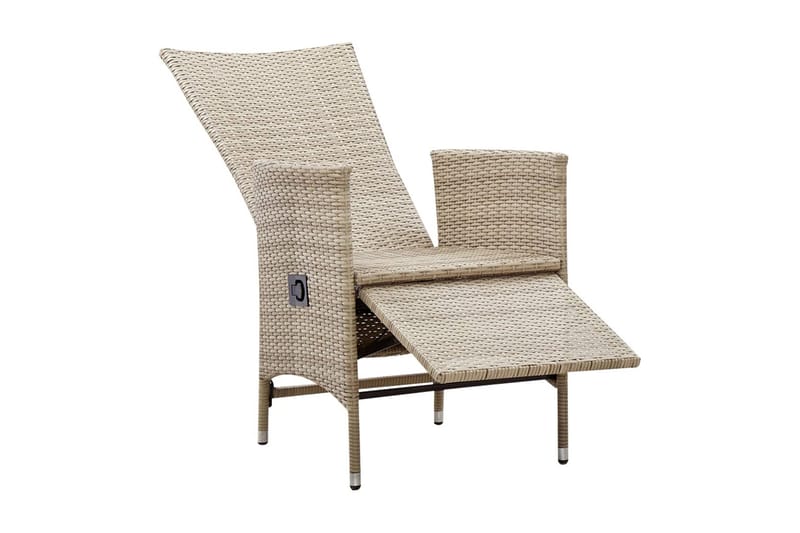 Justerbara trädgårdsstolar 2 st med dynor konstrotting beige - Beige - Utemöbler - Utestol & trädgårdsstol - Positionsstol