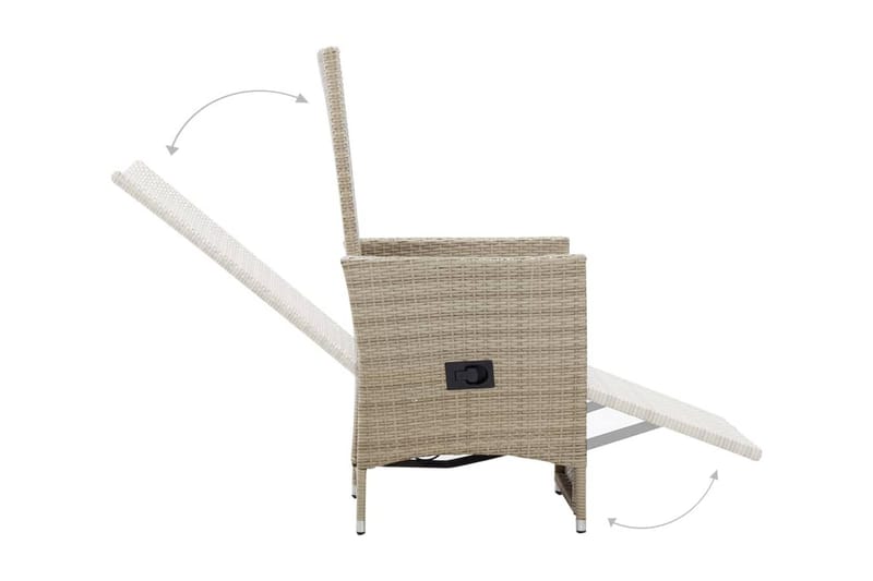 Justerbara trädgårdsstolar 2 st med dynor konstrotting beige - Beige - Utemöbler - Utestol & trädgårdsstol - Positionsstol