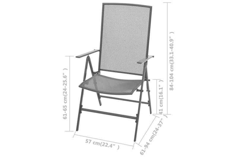 Stapelbara trädgårdsstolar 2 st stål grå - Grå - Positionsstol