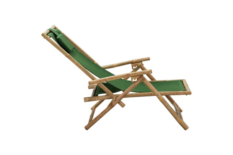 Reclinerstol grön bambu och tyg - Grön - Utemöbler - Utestol & trädgårdsstol - Solstolar