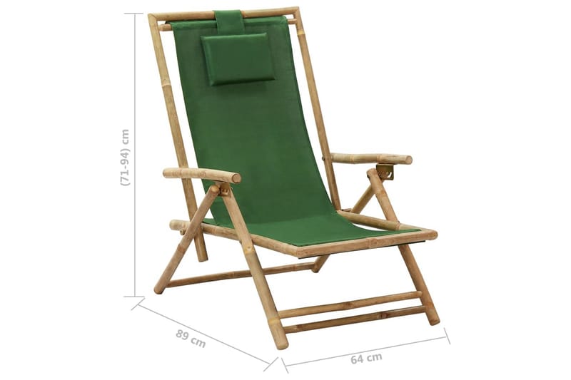 Reclinerstol grön bambu och tyg - Grön - Utemöbler - Utestol & trädgårdsstol - Solstolar