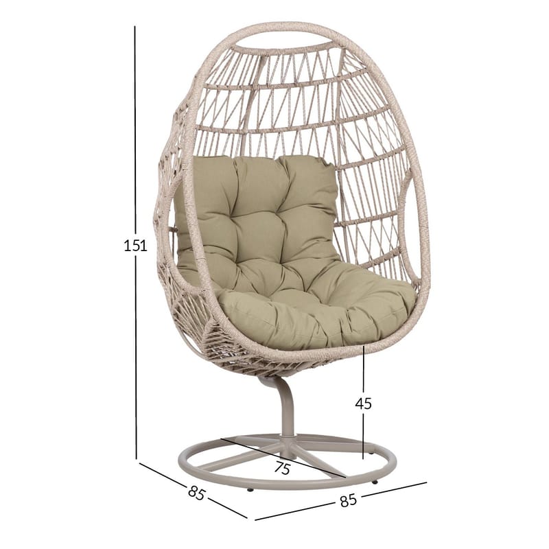 Relaxfåtölj Cassia Swivel 85x85x151 cm - beige - Utemöbler - Utestol & trädgårdsstol - Utefåtölj & loungefåtölj