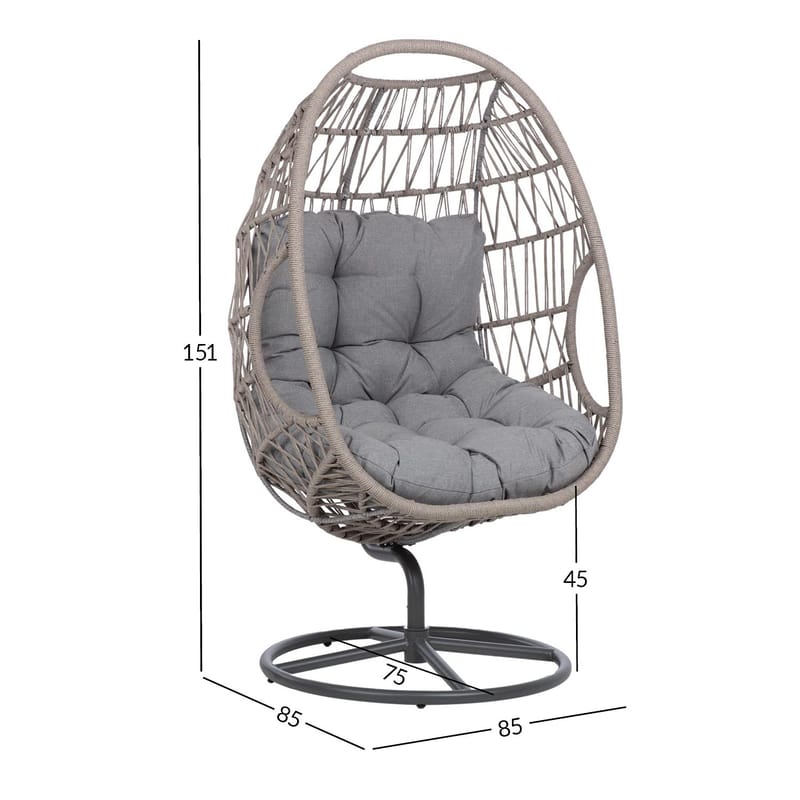 Relaxfåtölj Cassia Swivel 85x85x151 cm - grå - Utemöbler - Utestol & trädgårdsstol - Utefåtölj & loungefåtölj