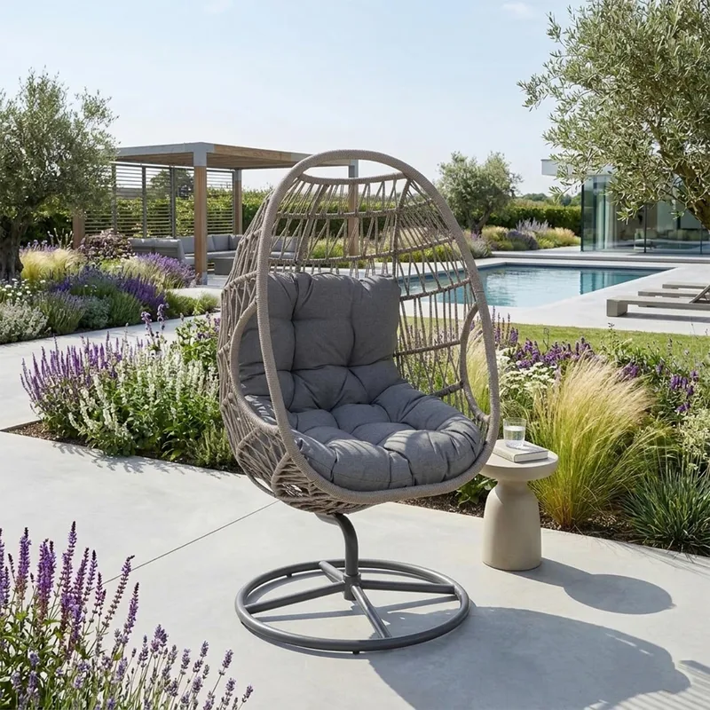 Relaxfåtölj Cassia Swivel 85x85x151 cm - grå - Utemöbler - Utestol & trädgårdsstol - Utefåtölj & loungefåtölj