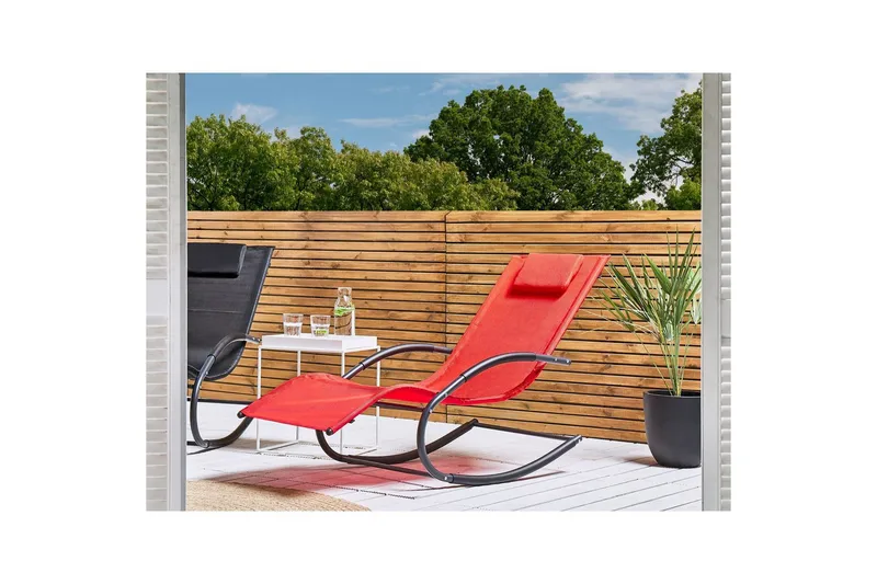 Solsäng Carano II - Röd, Svart - Utemöbler - Utestol & trädgårdsstol - Solsäng & Solvagnar