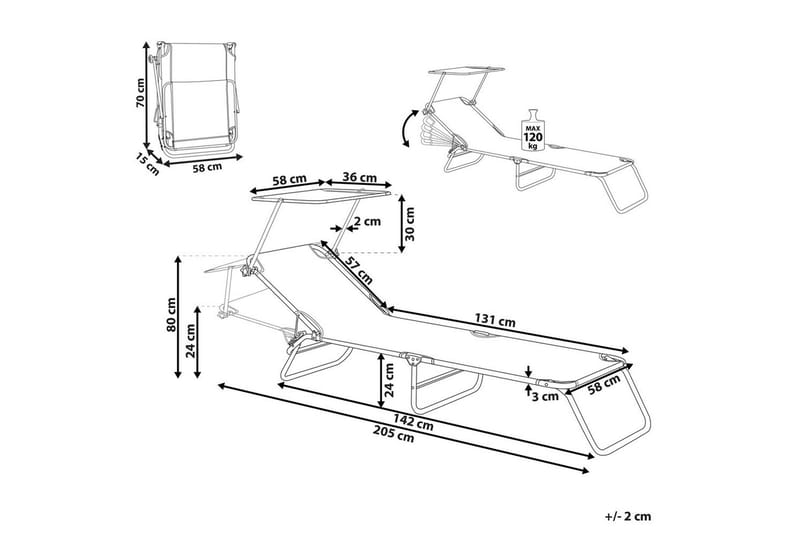 Solsäng Foligno - Grön, Silver - Utemöbler - Utestol & trädgårdsstol - Solsäng & Solvagnar