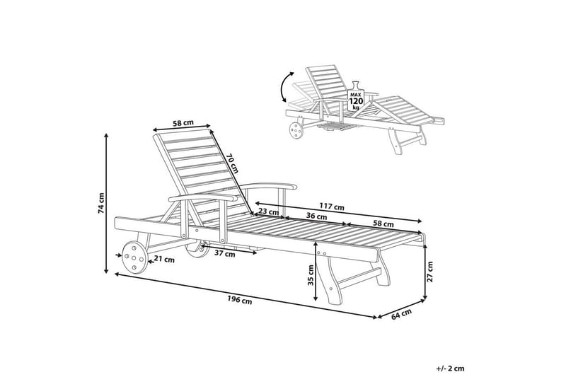 Solsäng Java - Ljus trä - Utemöbler - Utestol & trädgårdsstol - Solsäng & Solvagnar