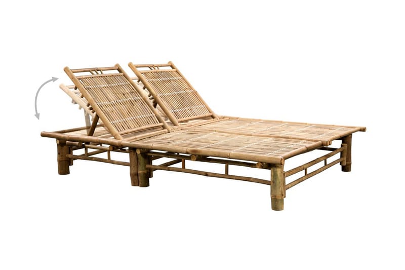 Solsäng med dynor 2 personer bambu - Beige - Utemöbler - Utestol & trädgårdsstol - Solsäng & Solvagnar