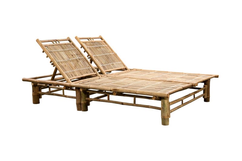 Solsäng med dynor 2 personer bambu - Beige - Utemöbler - Utestol & trädgårdsstol - Solsäng & Solvagnar
