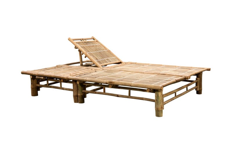 Solsäng med dynor 2 personer bambu - Beige - Utemöbler - Utestol & trädgårdsstol - Solsäng & Solvagnar